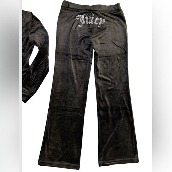 JUICY COUTURE BLACK LIQUORICE OG BLING RHINESTONE VELOUR TRACKSUIT SWEATSUIT NWT - Picture 8 of 11